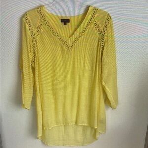 Multiples - Yellow Lace Trimmed Flowy Top